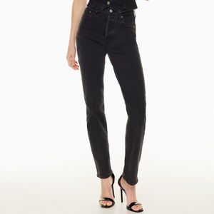 Denim Forum The Arlo High Rise Straight 30L Faded Black Jeans Size 25